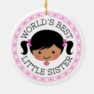 Adorno De Cerámica Pelo negro del mejor de la pequeña hermana de los