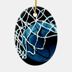 Adorno De Cerámica pelota de baloncesto azul