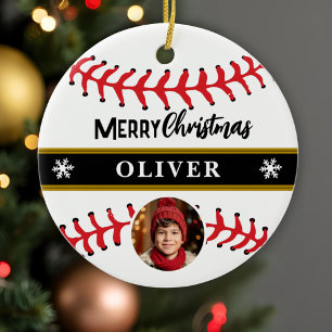 Adorno De Cerámica Pelota de béisbol Nombre personalizado Feliz Navid