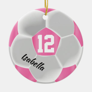 Adorno De Cerámica Pelota de ⚽ rosa y blanca