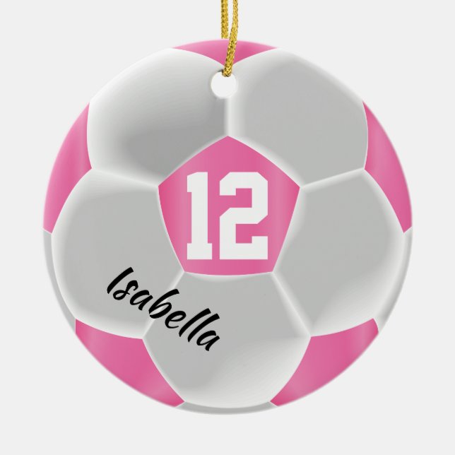 Adorno De Cerámica Pelota de ⚽ rosa y blanca (Frente)