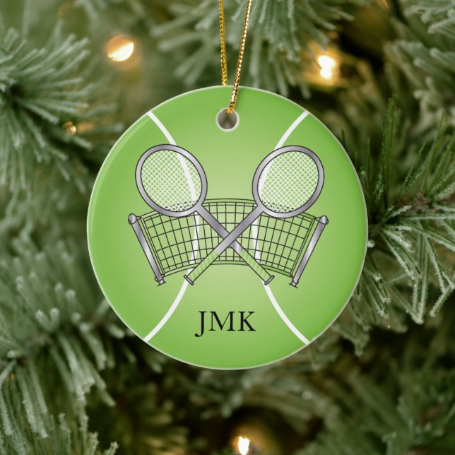 Adorno De Cerámica Pelota verde de tenis | Personalizar (Árbol)