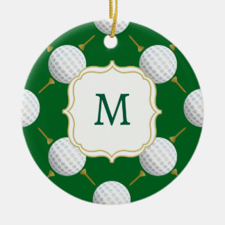 Adorno De Cerámica Pelotas y tees de golf en verde