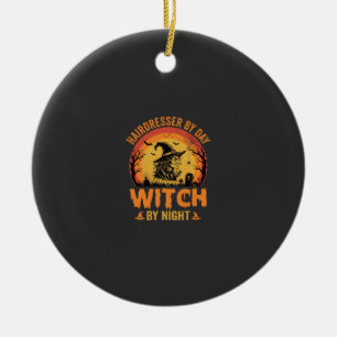 Adorno De Cerámica Peluquera De Día Bruja De Noche Diseño De Hallowee