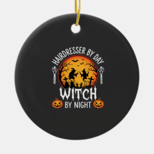 Adorno De Cerámica Peluquera de Halloween Bruja de Día por Noche