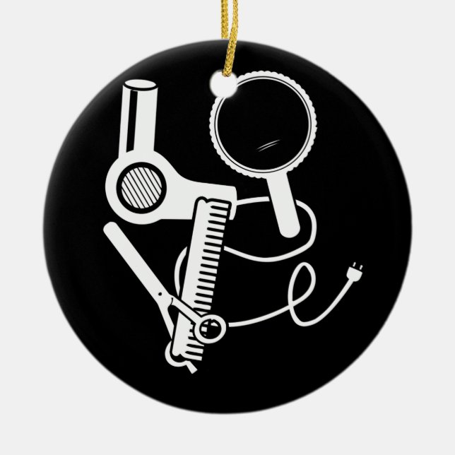 Adorno De Cerámica Peluquería Amo Secador de pelo Tijeras Pincel de b (Frente)