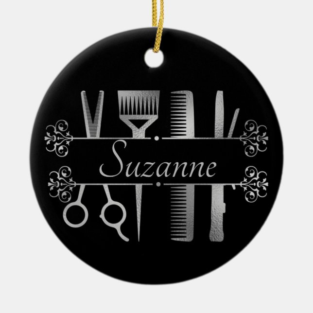 Adorno De Cerámica Peluquería Rosa Gold personalizada (Frente)