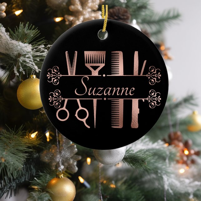 Adorno De Cerámica Peluquería Rosa Gold personalizada (Subido por el creador)