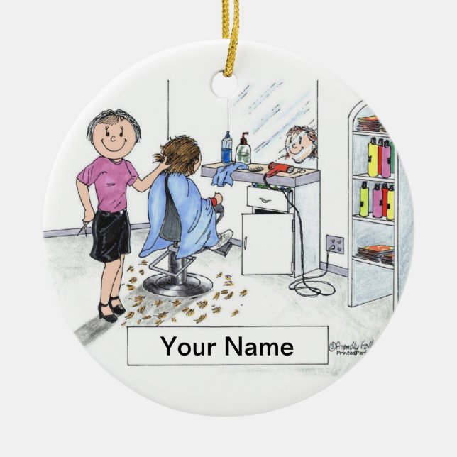 Adorno De Cerámica Peluquero - hembra (Frente)