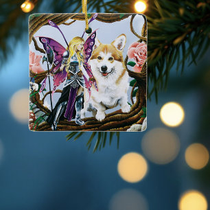 Adorno De Cerámica Pembroke Welch Corgi Fantasy