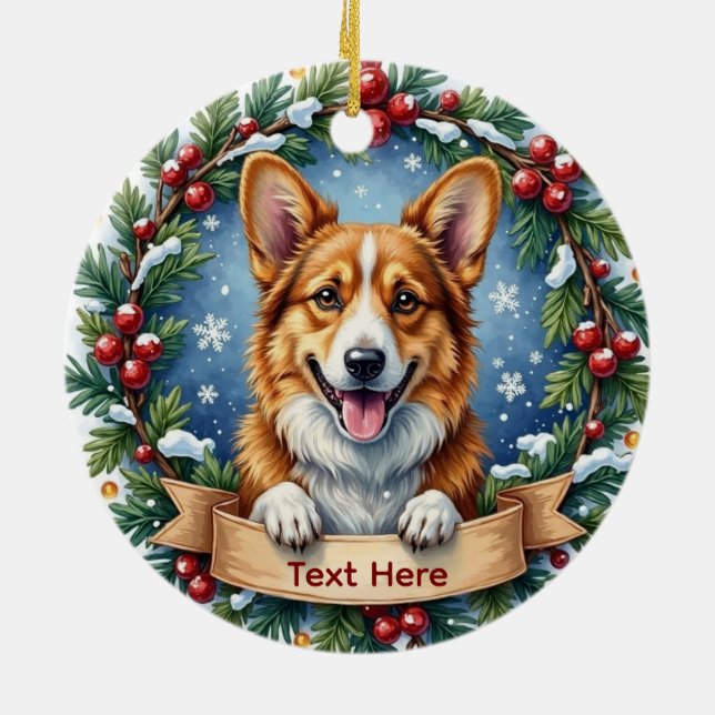 Adorno De Cerámica Pembroke Welsh Corgi Christmas Ornament (Atrás)