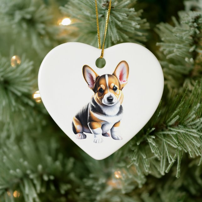 Adorno De Cerámica Pembroke Welsh Corgi Puppy personalizado (Árbol)