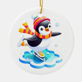 Adorno De Cerámica Penguin Winter Wonderland