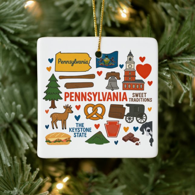 Adorno De Cerámica Pennsylvania Custom Family Trip Christmas (Árbol)