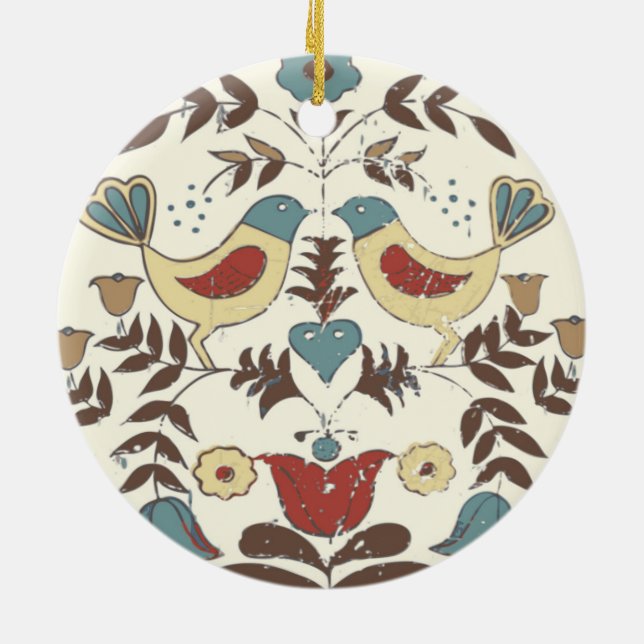 Adorno De Cerámica Pennsylvania Dutch Amish Hex Rótulo Bird Americana (Atrás)