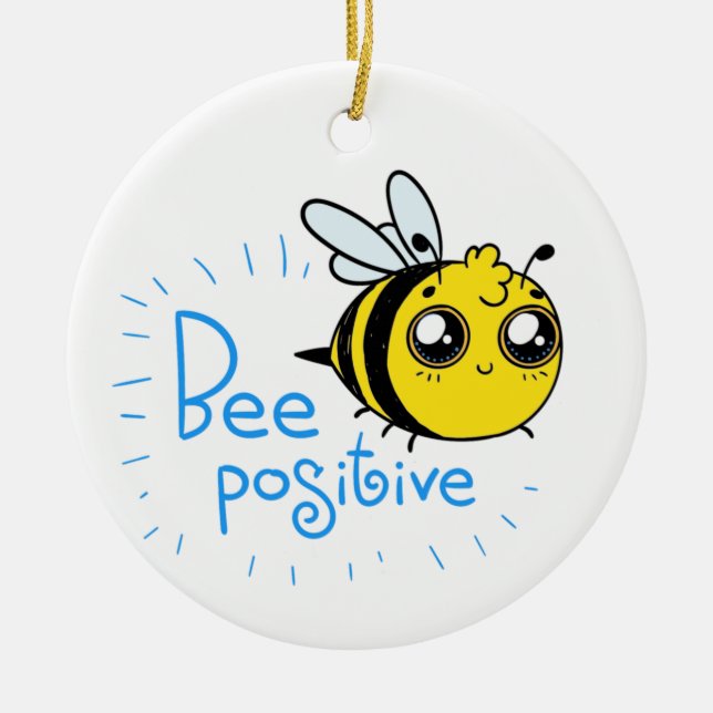 Adorno De Cerámica Pensamiento positivo de abeja positiva (Frente)