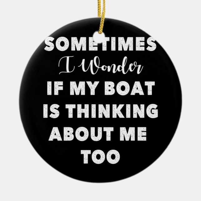 Adorno De Cerámica Pensar en mí también en el barco de motor (Frente)