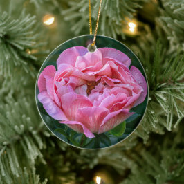 Adorno De Cerámica Peonía Rosa Suave Floral Romántica