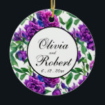 Adorno De Cerámica peonías de acuarela rosa con magenta púrpura román<br><div class="desc">peonías de acuarelas de color rosa magenta púrpura romántica. Perfecto para eventos de primavera, verano o otoño. Hermosa pintura color púrpura de color acuático para fiestas de campo, boho, jardín y florales temáticas. Para empezar a cambiar nombres y detalles de eventos, haga clic en "Personalizar esta plantilla" y edite la...</div>