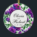 Adorno De Cerámica peonías de acuarela rosa con magenta púrpura román<br><div class="desc">peonías de acuarelas de color rosa magenta púrpura romántica. Perfecto para eventos de primavera, verano o otoño. Hermosa pintura color púrpura de color acuático para fiestas de campo, boho, jardín y florales temáticas. Para empezar a cambiar nombres y detalles de eventos, haga clic en "Personalizar esta plantilla" y edite la...</div>