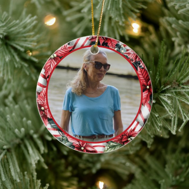 Adorno De Cerámica Peppermint Wreath ANY Photo (Árbol)