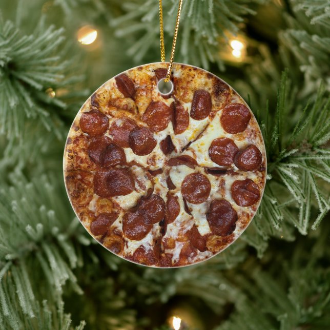 Adorno De Cerámica Pepperoni Pizza (Árbol)