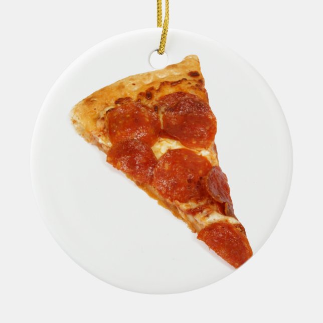 Adorno De Cerámica Pepperoni Pizza Slice (Frente)