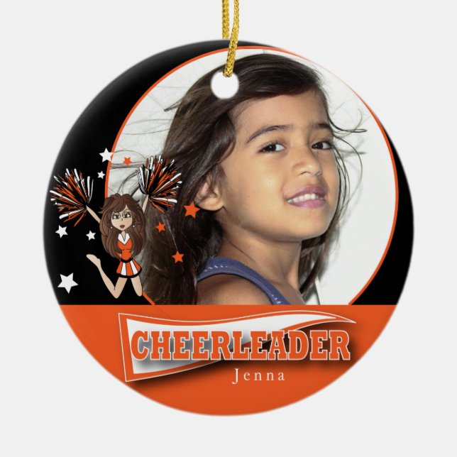 Adorno De Cerámica Pequeña animadora - Foto DIY - Naranja (Frente)