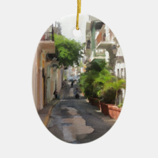Adorno De Cerámica Pequeña calle reservada de Puerto Rico