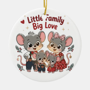 Adorno De Cerámica Pequeña Familia Gran Amor Ratón Adorable