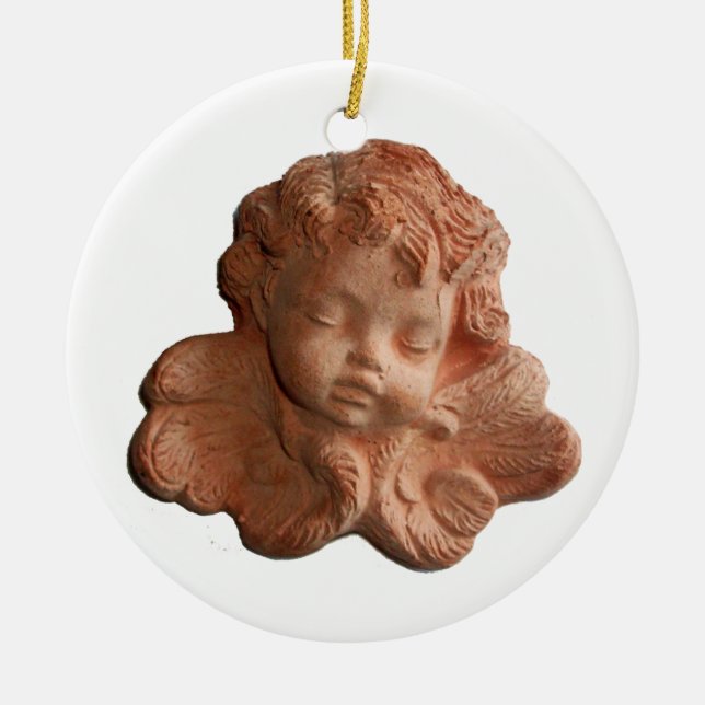 Adorno De Cerámica PEQUEÑA FLORENTINA ANGEL Red Ruby Gem Stone (Frente)