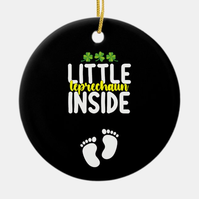 Adorno De Cerámica Pequeña Leprechaun dentro del embarazo Madre embar (Frente)