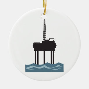 ADORNO DE CERÁMICA PEQUEÑA PLATAFORMA PETROLERA COSTERA