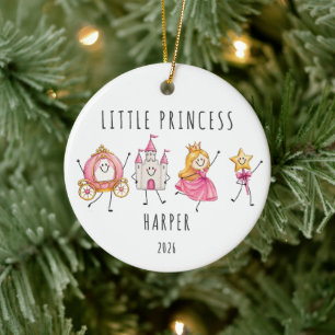 Adorno De Cerámica Pequeña Princesa Niña Personalizada