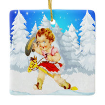 Pequeña vaquera occidental en escena del invierno