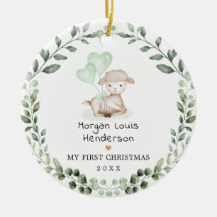Adorno De Cerámica Pequeña vegetación de cordero Wreath Baby Primer