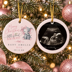Adorno De Cerámica Pequeño Cacahuete Rosa de Camino Elefante Navidad