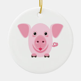 Adorno De Cerámica Pequeño cerdo rosa feliz y lindo