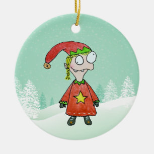 Adorno De Cerámica Pequeño Chica Elf