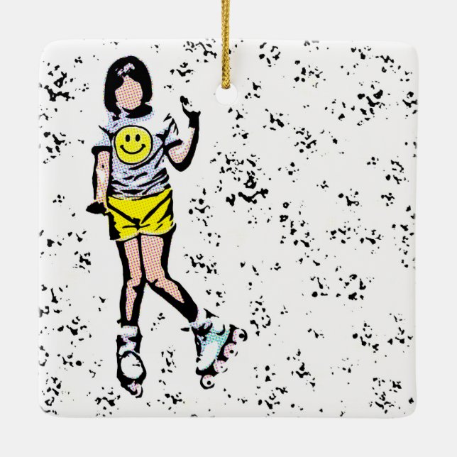 Adorno De Cerámica Pequeño Chica Rollerblader (Reverso)
