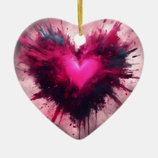Adorno De Cerámica Pequeño Corazón Rosa