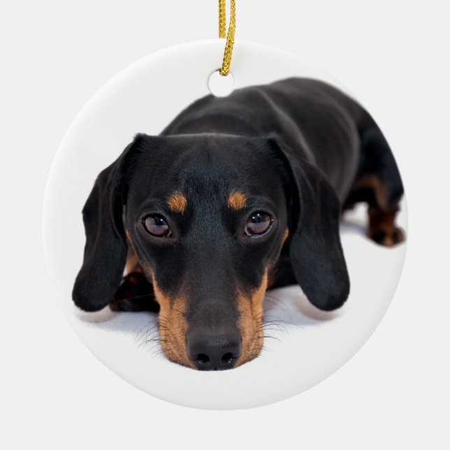 Adorno De Cerámica Pequeño Dachshund (Frente)