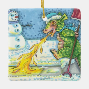 ADORNO DE CERÁMICA PEQUEÑO DRAGÓN MELTING & SHOVELING NIEVE, DIVERTID