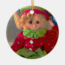 Adorno De Cerámica Pequeño duende lindo del chica del navidad