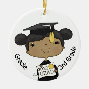 Adorno De Cerámica Pequeño graduado Chica de piel oscura