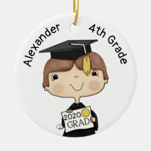 Adorno De Cerámica Pequeño graduado de pelo marrón