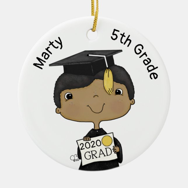 Adorno De Cerámica Pequeño graduado de piel oscura (Frente)