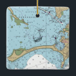Adorno De Cerámica Pequeño gráfico de la bahía de Narragansett<br><div class="desc">Little Narragansett Bay y Napatree Beach RI grafican el adorno navideño.</div>