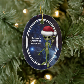 Adorno De Cerámica Pequeño hombre verde extranjero Navidades de vacac