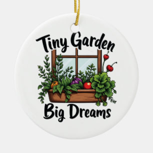 Adorno De Cerámica Pequeño Jardín Grandes Sueños Planta Jardinería Mo